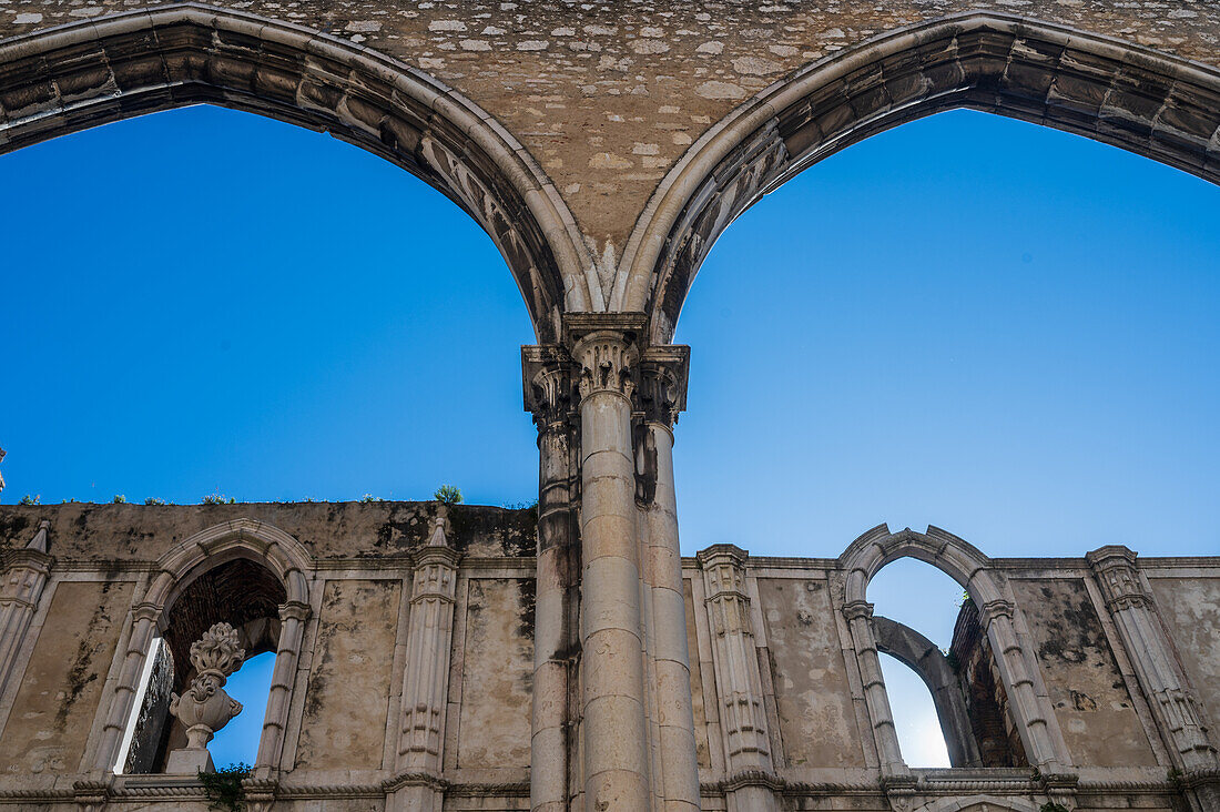 Carmo Convent (Convento da Ordem do Carmo), a former Catholic convent ruined during the 1755 and home of the The Carmo Archaeological Museum (MAC), Lisbon, Portugal