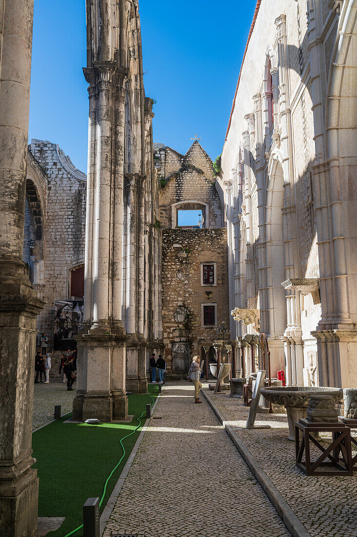 Carmo Convent (Convento da Ordem do Carmo), a former Catholic convent ruined during the 1755 and home of the The Carmo Archaeological Museum (MAC), Lisbon, Portugal