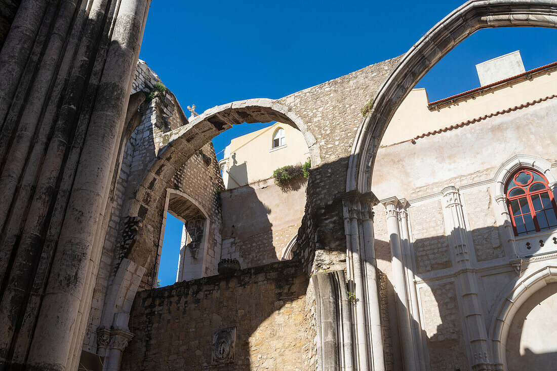 Carmo Convent (Convento da Ordem do Carmo), a former Catholic convent ruined during the 1755 and home of the The Carmo Archaeological Museum (MAC), Lisbon, Portugal