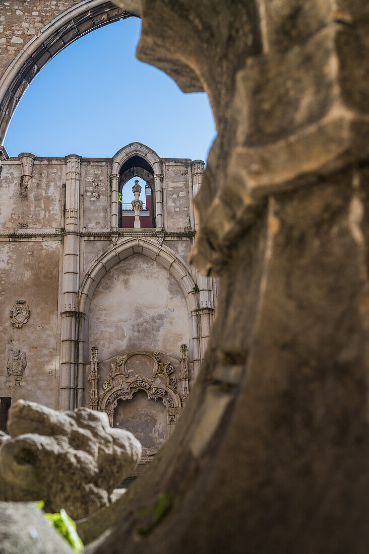 Carmo Convent (Convento da Ordem do Carmo), a former Catholic convent ruined during the 1755 and home of the The Carmo Archaeological Museum (MAC), Lisbon, Portugal