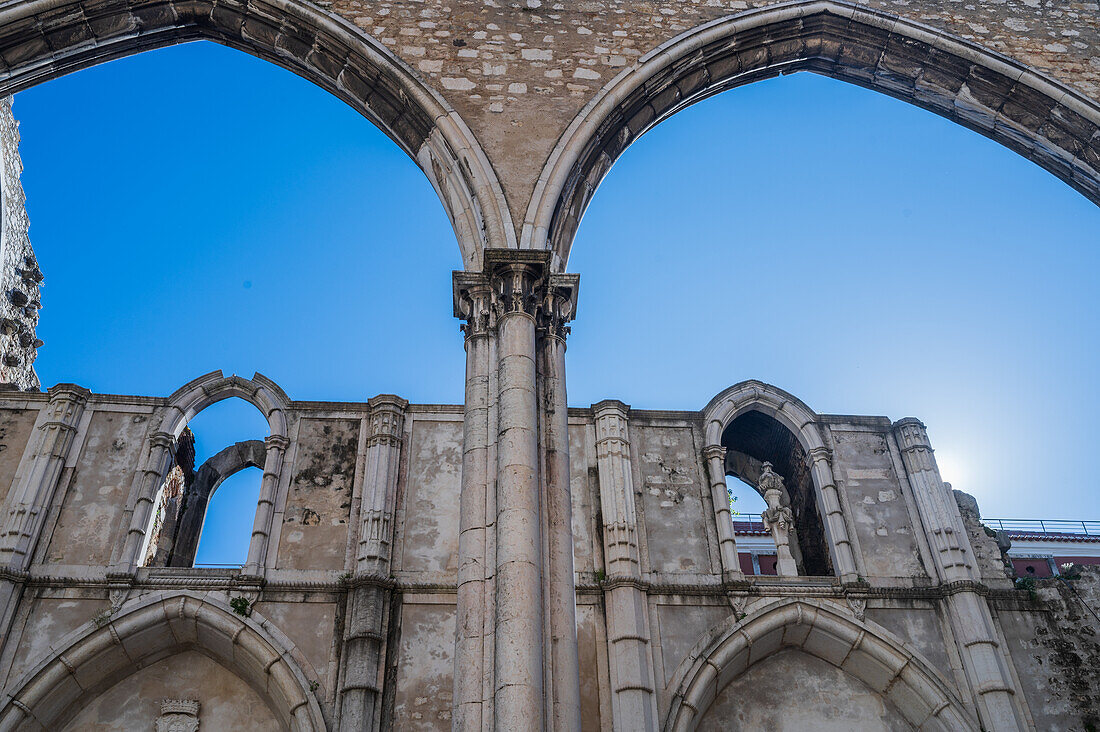 Carmo Convent (Convento da Ordem do Carmo), a former Catholic convent ruined during the 1755 and home of the The Carmo Archaeological Museum (MAC), Lisbon, Portugal