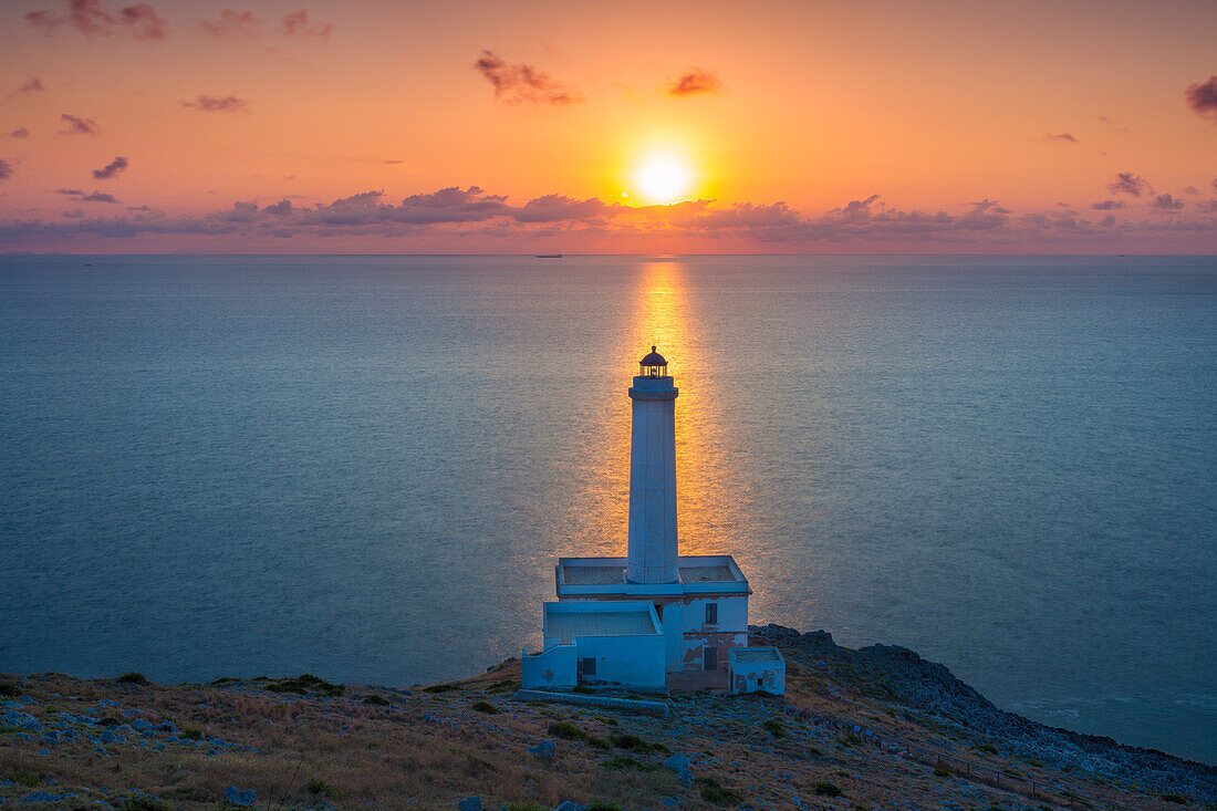 Leuchtturm von Palascia in Kap Otranto, Bezirk Otranto, Apulien, Italien
