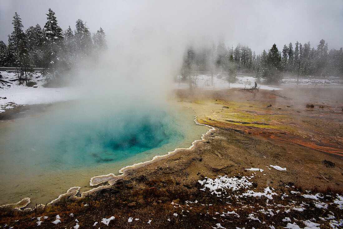 Fountain Paint Pot, a mud pot located in Lower Geyser Basin, Yellowstone National Park, USA