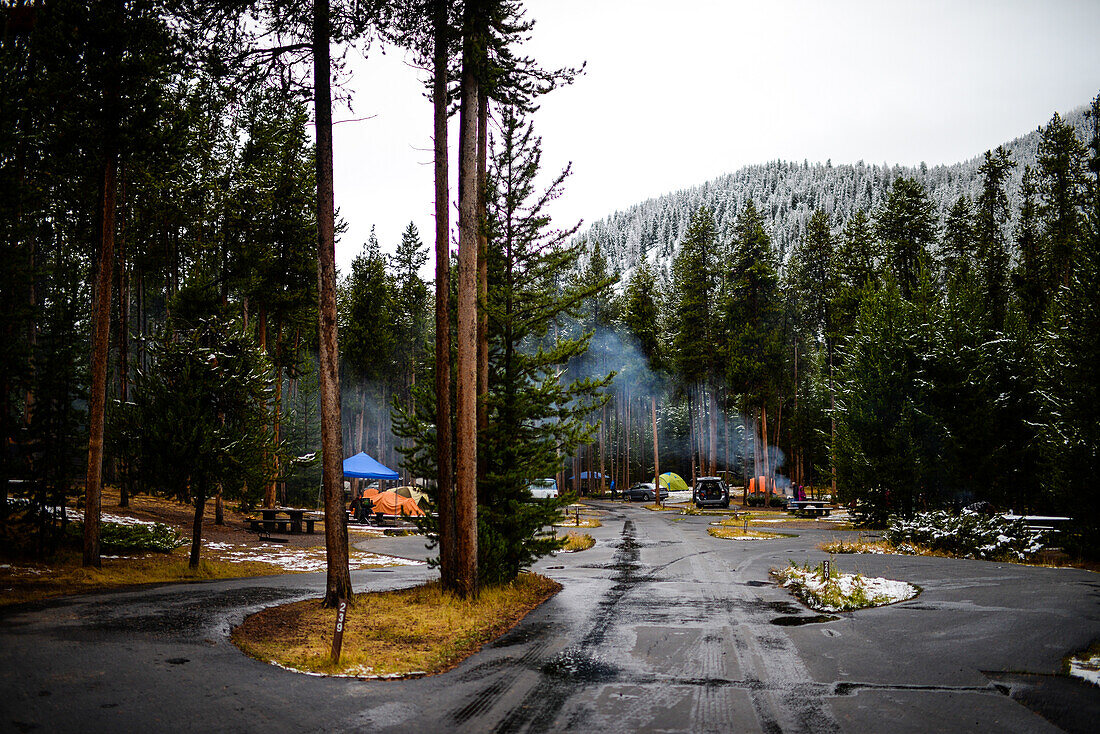 Zeltplatz im Yellowstone-Nationalpark, USA