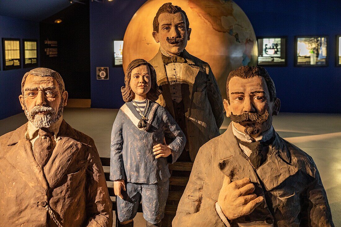 Exhibition about the bohin factory, the family and its implantation in the world (planisphere), factory of the manufacture bohin, living conservatory of the needle and pin, saint-sulpice-sur-risle, orne (61), france