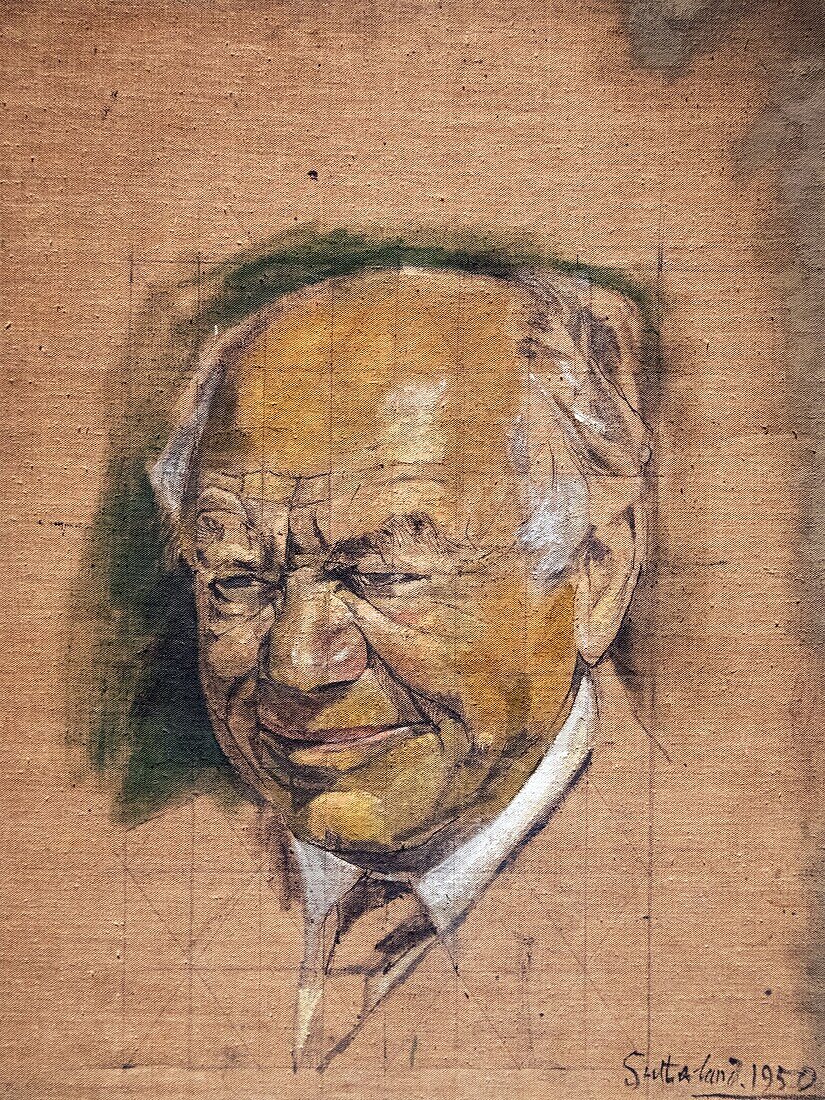 Sketch of lord beaverbrook (max aikten 1879-1964) by graham vivian sutherland in 1950, oil on canvas, beaverbrook art gallery, fredericton, new brunswick, canada, north america