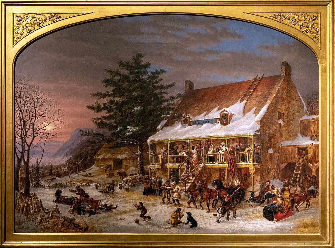 Die Feiernden, 1860, cornelius krieghoff (1815-1872), beaverbrook art gallery, fredericton, new brunswick, kanada, nordamerika