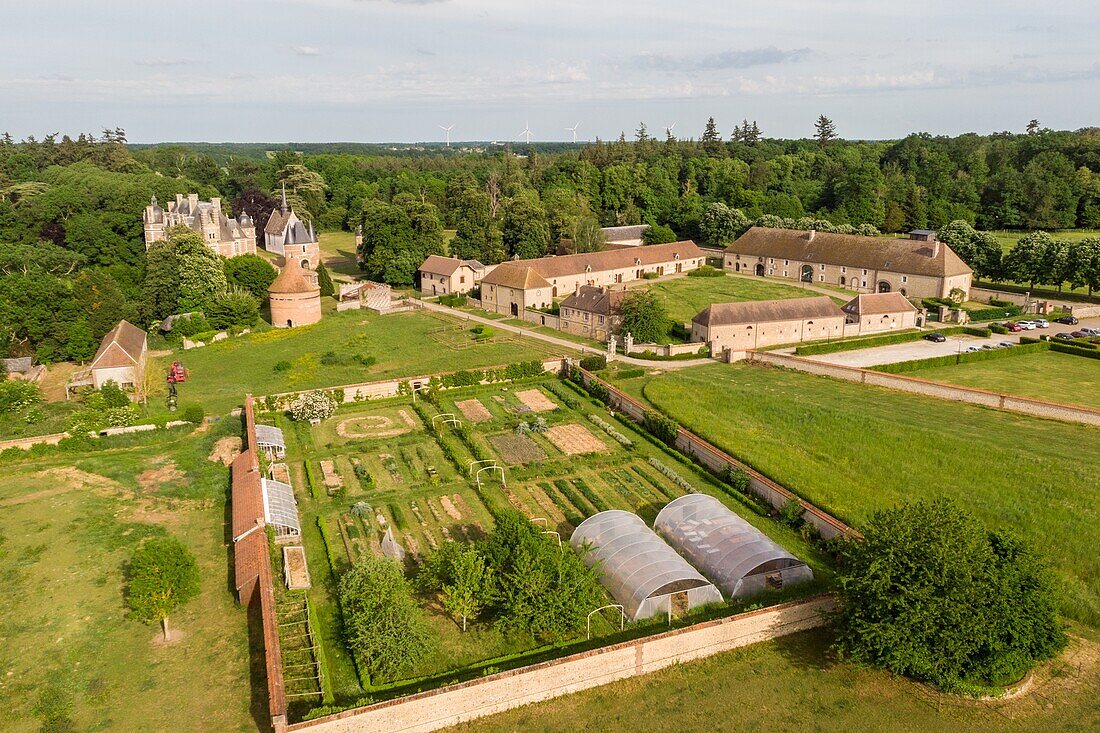 Der Gemüsegarten der Domaine de Chambray, der Landwirtschaftsschule im Chateau de Chambray, Mesnil-sur-iton, Eure, Normandie, Frankreich