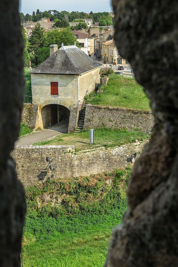 Arrow slit for defense, citadel of blaye, fortifications built by vauban, gironde, france
