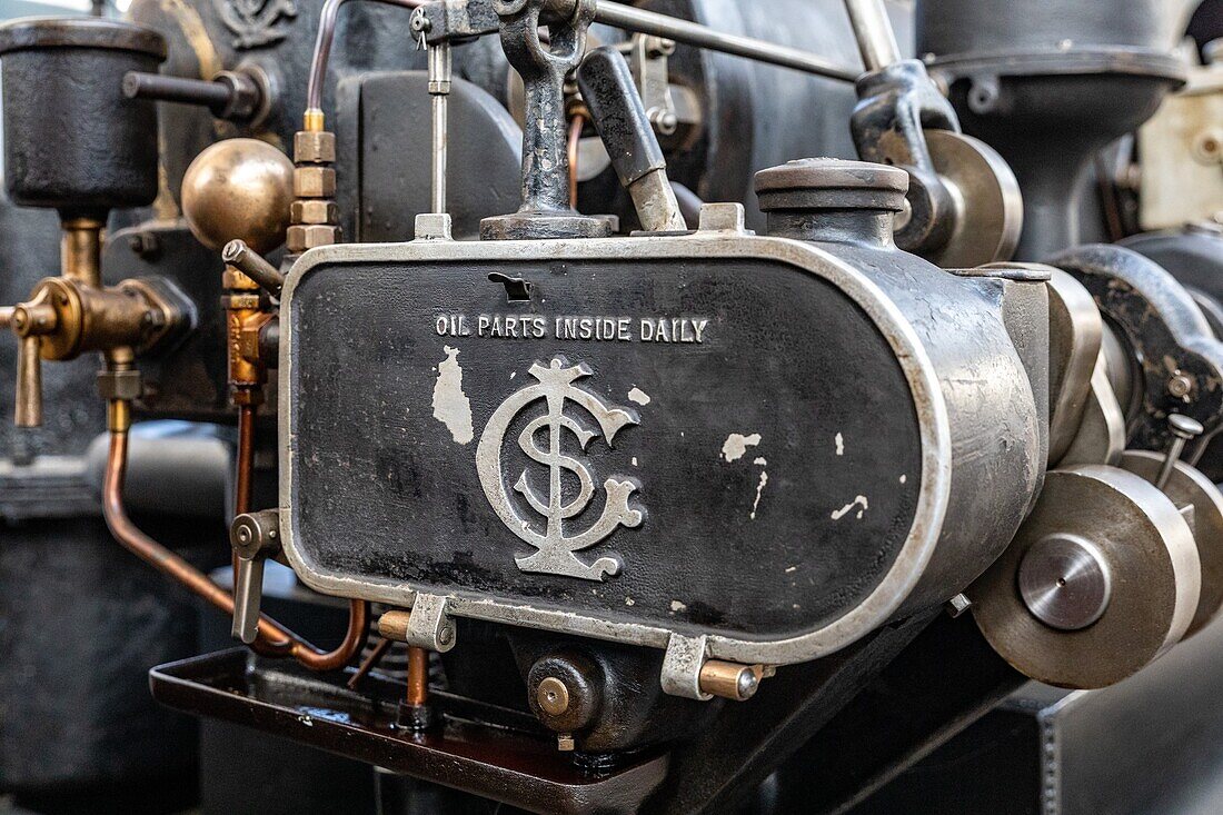 Gardner 9hr motor, das lebende museum der energie, rai, orne, normandie, frankreich