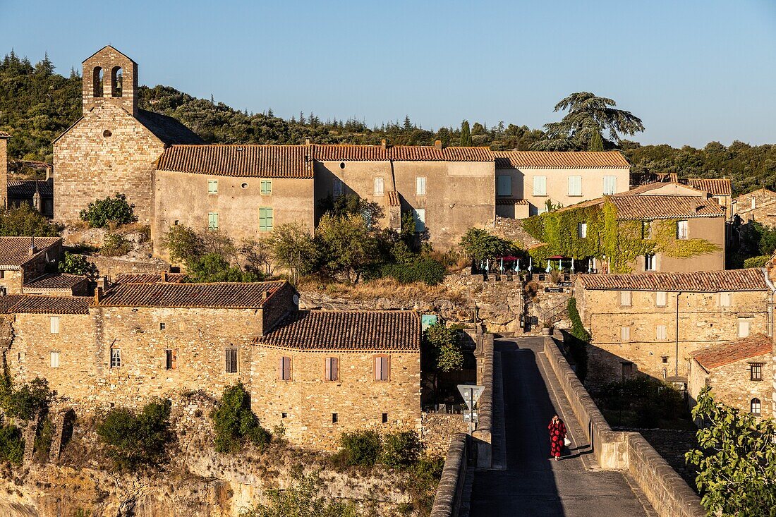 Village of minerve, regional nature park of the haut-languedoc, aude, occitanie, france