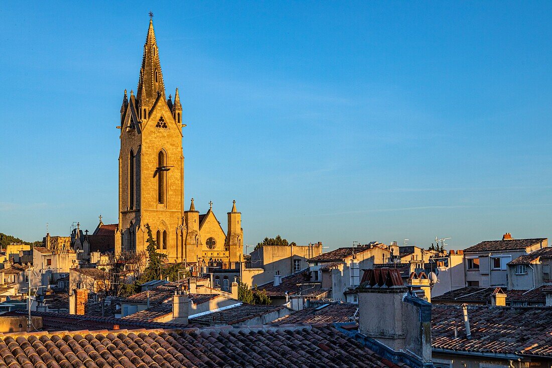 Bell tower of the saint-jean-de-malte church, aix-en-provence, bouches-du-rhone, france