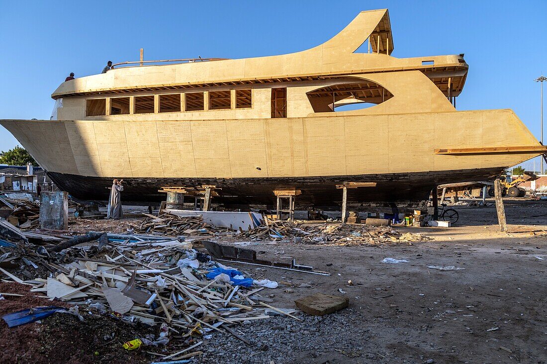 Shipyards and boat repair on the marina, hurghada, egypt, africa