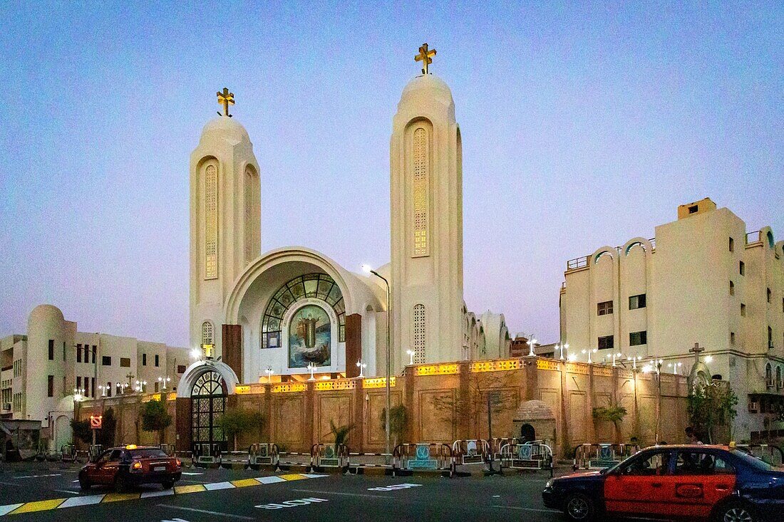 Saint shenouda coptic orthodox church, popular quarter in the old city, hurghada, egypt, africa