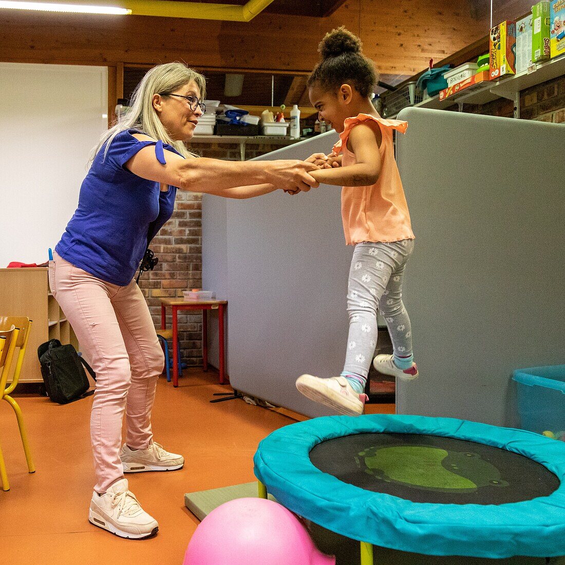 Support for the integration of children with difficulties in the public schools, roger salengro kindergarten, louviers, eure, normandy, france