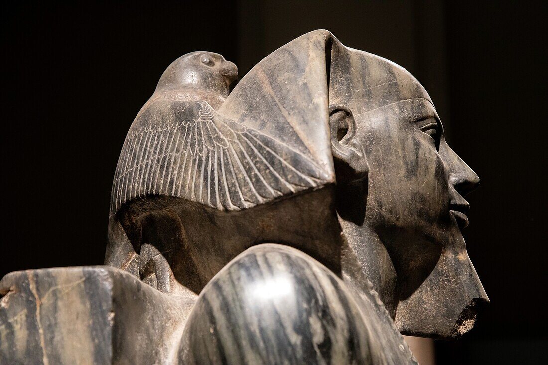 Statue des Pharaos Chephren, Sohn des Cheops, Ägyptisches Museum von Kairo, das dem ägyptischen Altertum gewidmet ist, Kairo, Ägypten, Afrika