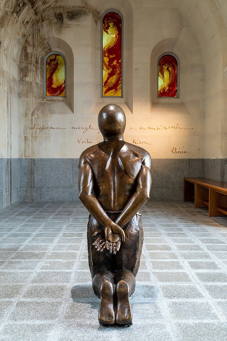 Inside the cloister of mercy, basilica of sainte-therese of lisieux, pilgrimage site, lisieux, pays d'auge, normandy, france