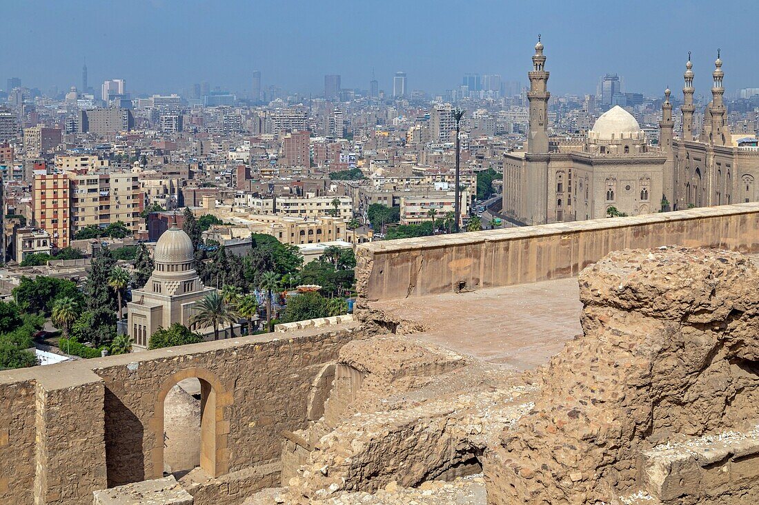 View of the city from the saladin citadel, cairo, egypt, africa