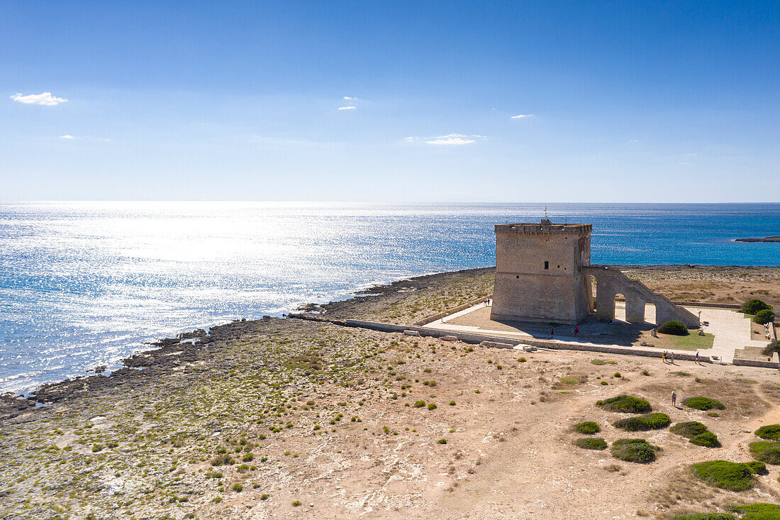 Ancient lookout tower Torre Chianca by the sea, Torre Lapillo, Porto Cesareo, Lecce province, Salento, Apulia, Italy