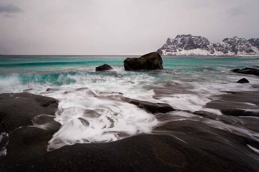 Uttakleiv beach, Vestvagoy, Nordland, Lofoten Islands, Norway, Europe