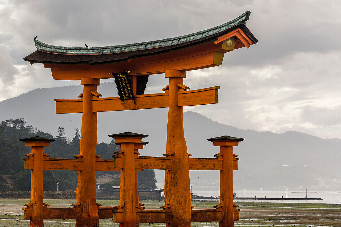 Schwimmendes Torii auf der Insel Miyajima, Hiroshima, Japan, Asien