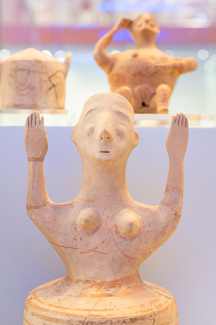 Statuette figurine of the Minoan civilization, Heraklion Archaeological Museum, Crete island, Greece
