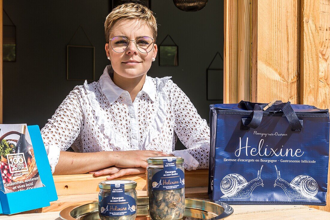 Perrine doudin, helixine, snail farmer, producer of organic snails, flavigny sur ozerain, (21) cote-d'or, burgundy, france