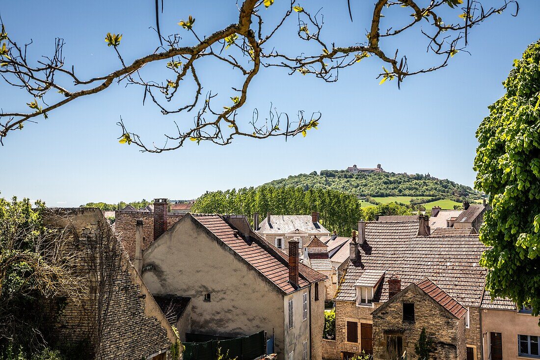 Dorf und ewiger hügel von vezelay, (89) yonne, burgund, frankreich