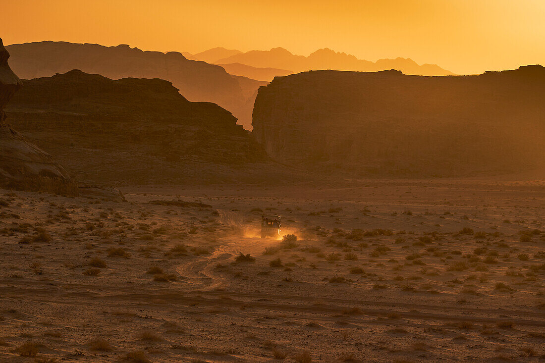 Sunset in Wadi-Rum desert, Jordan, Middle East, Asia