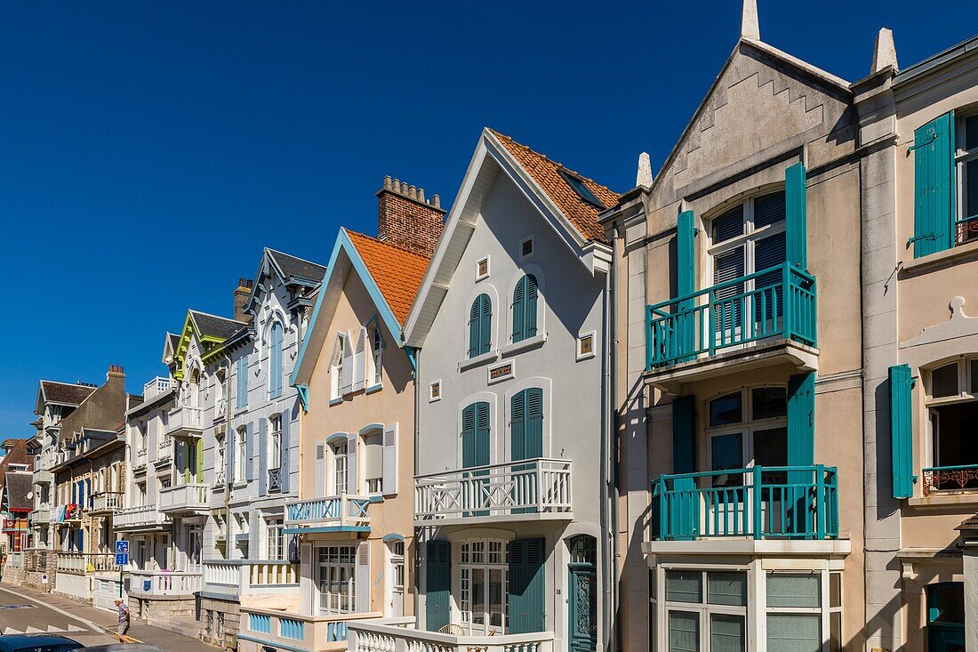 Facade of a belle epoque house, wimereux, (62) pas-de-calais, france