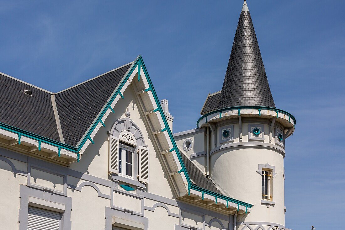 Facade of a belle epoque house, wimereux, (62) pas-de-calais, france