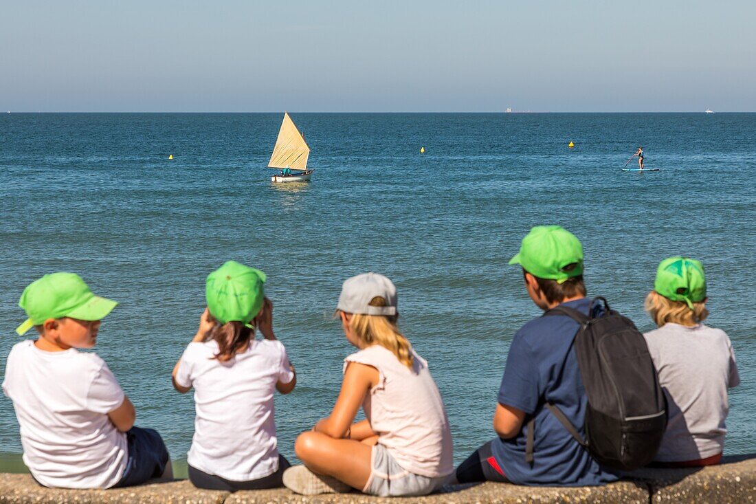 Deich und Strand, wimereux, (62) pas-de-calais, frankreich