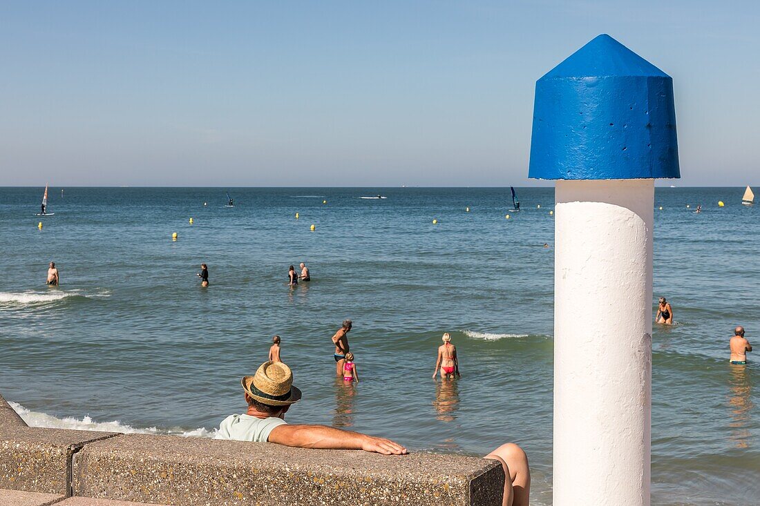 Deich und Strand, wimereux, (62) pas-de-calais, frankreich