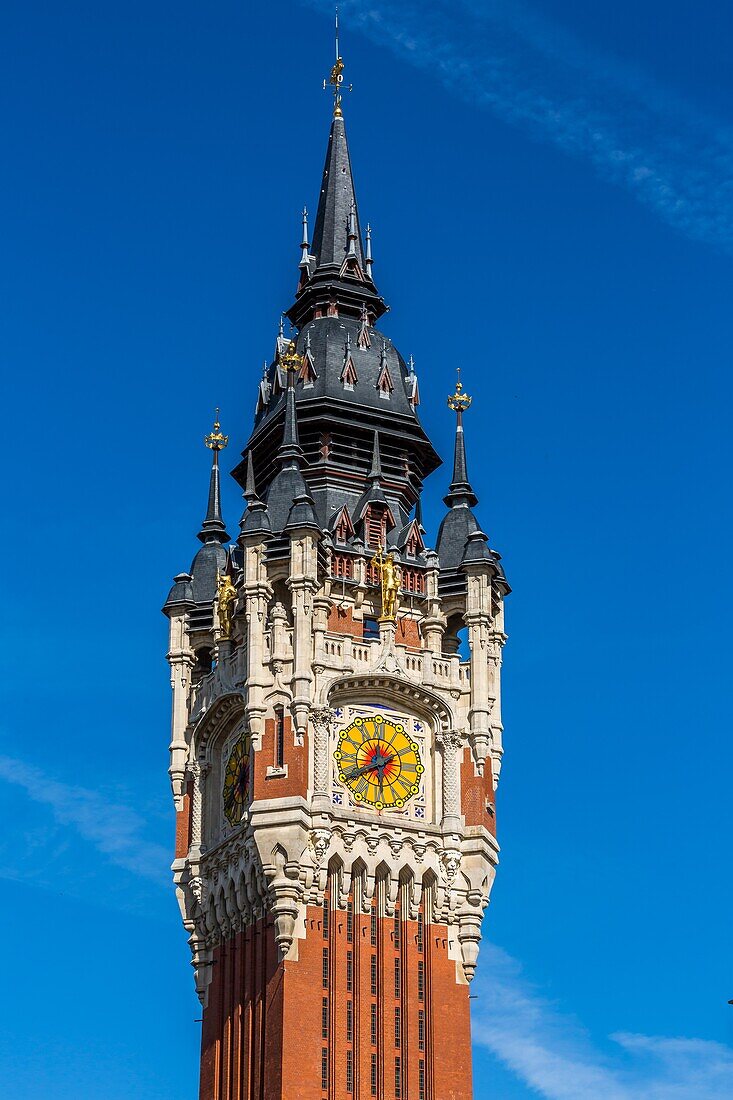 Belfry, city hall, calais, (62) pas-de-calais, france