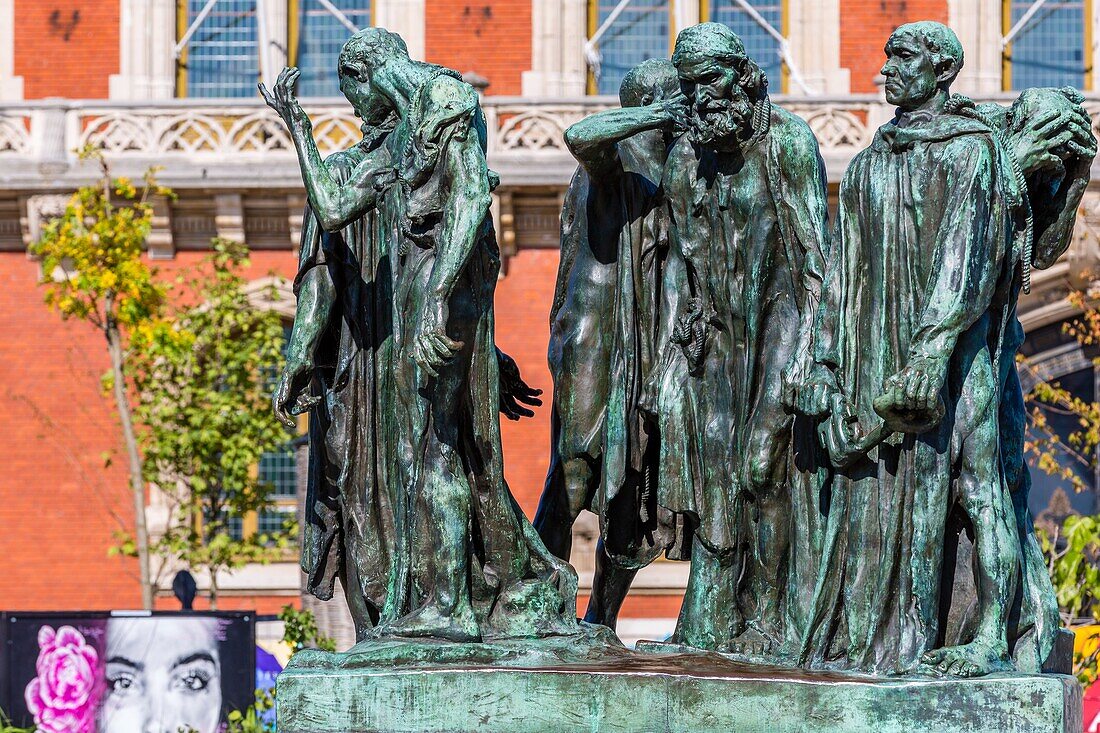 The sculpture les bourgeois de calais by auguste rodin, calais, (62) pas-de-calais, france