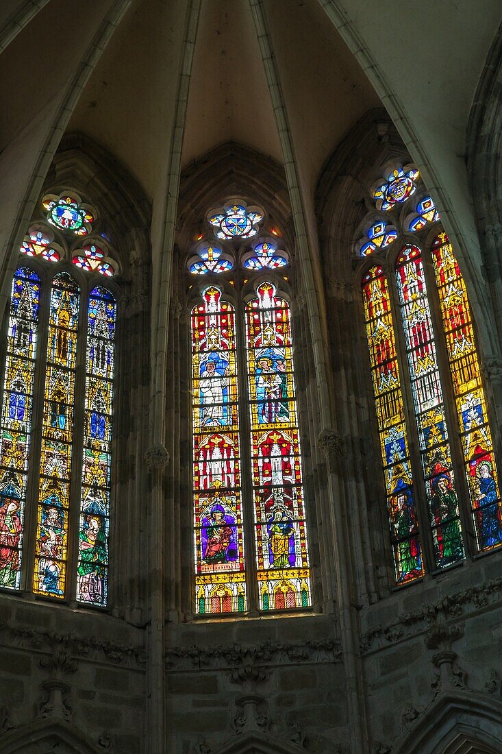 Glasfenster, basilika notre dame de l'epine von evron, (53) mayenne, pays de la loire