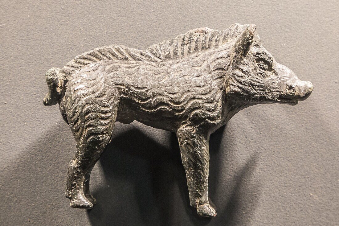 Bronzewildschwein, archäologisches museum, jublains, (53) mayenne, pays de la loire