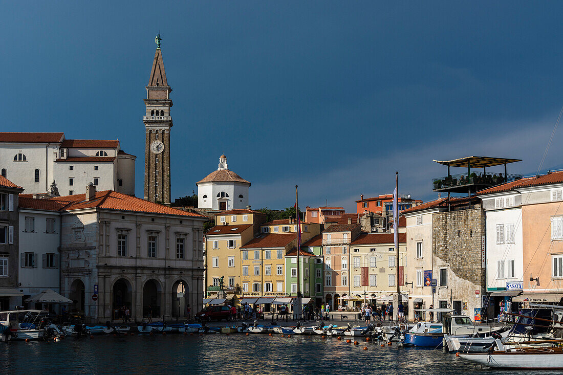 Buildings on the harbour of Piran, Slovenia.