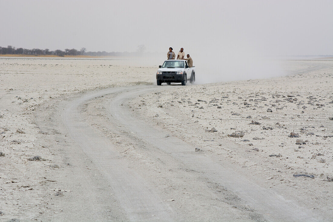 A road on the salt pan, Nxai Pan, Botswana