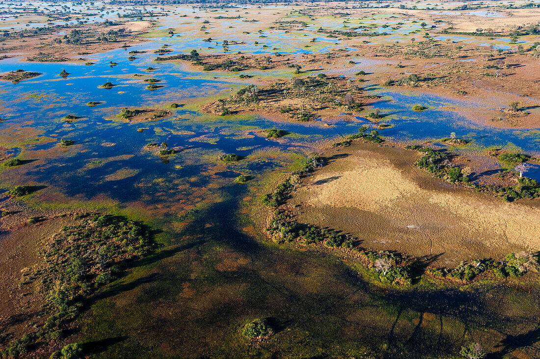 Aerial view of Okavango Delta, Botswana.