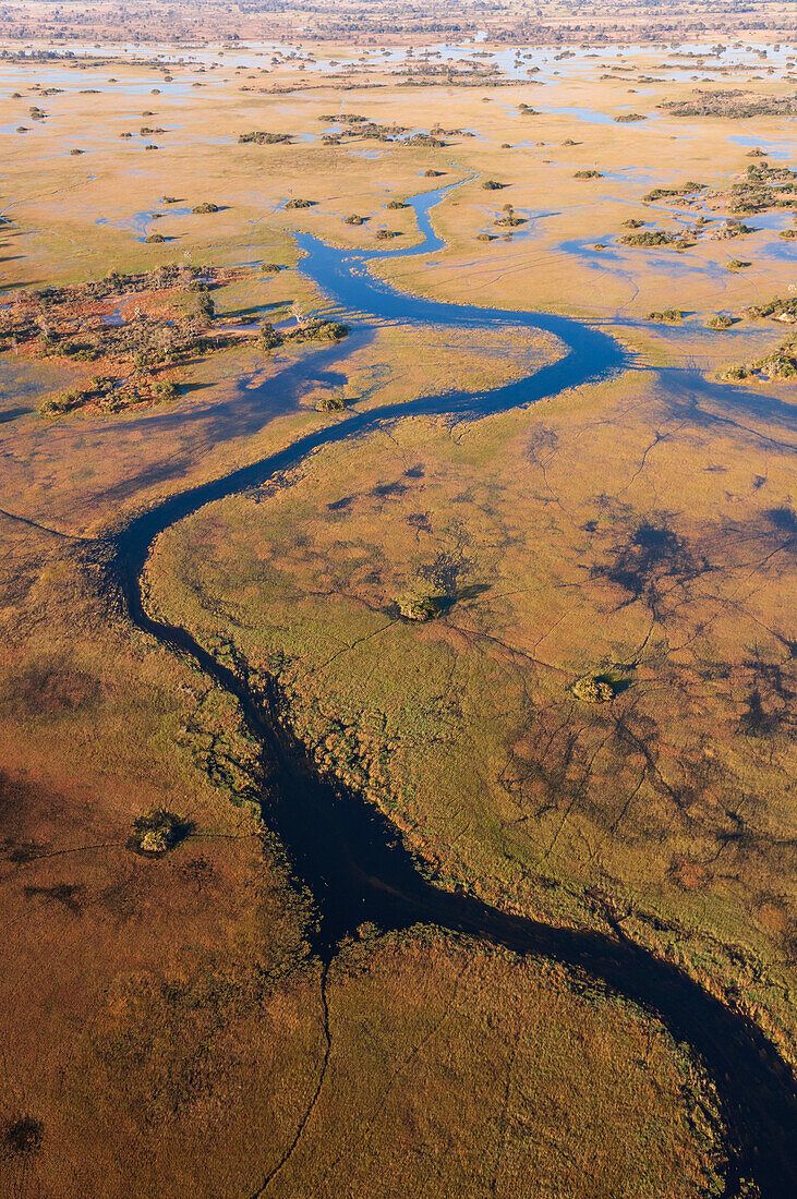 Aerial view of Okavango Delta, Botswana.