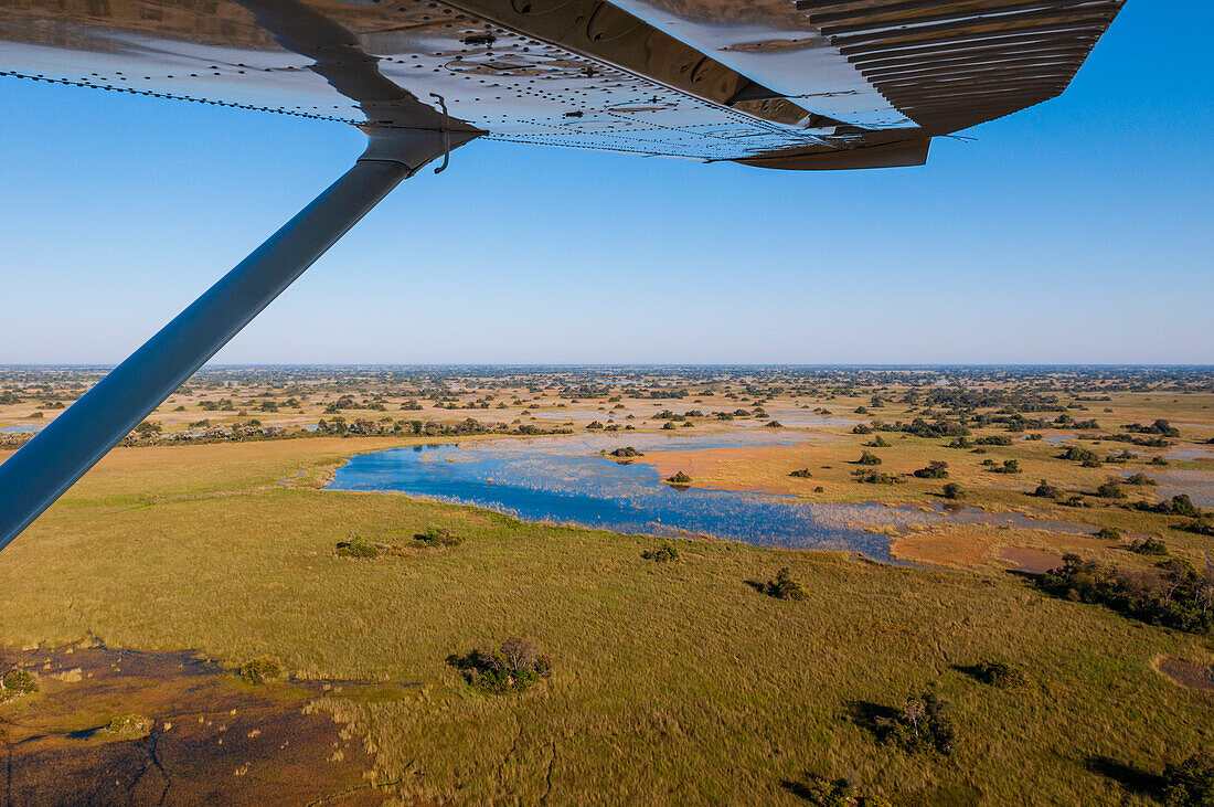 Aerial view of Okavango Delta, Botswana.