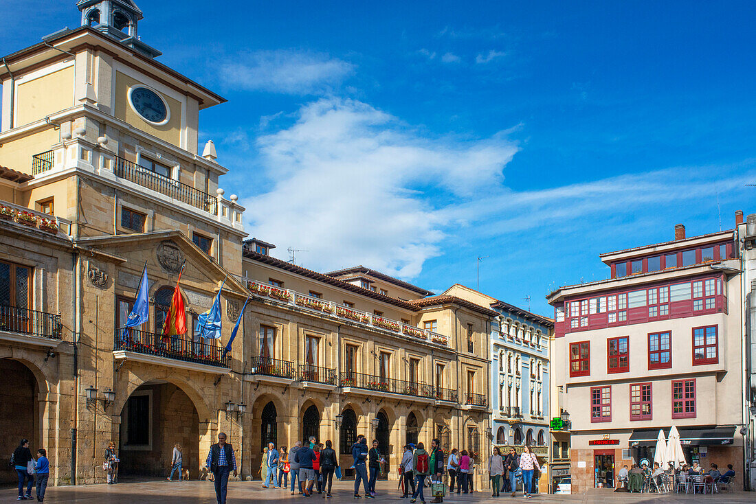 Artistic Historic building town hall in the Center of Oviedo City, Asturias, Spain.