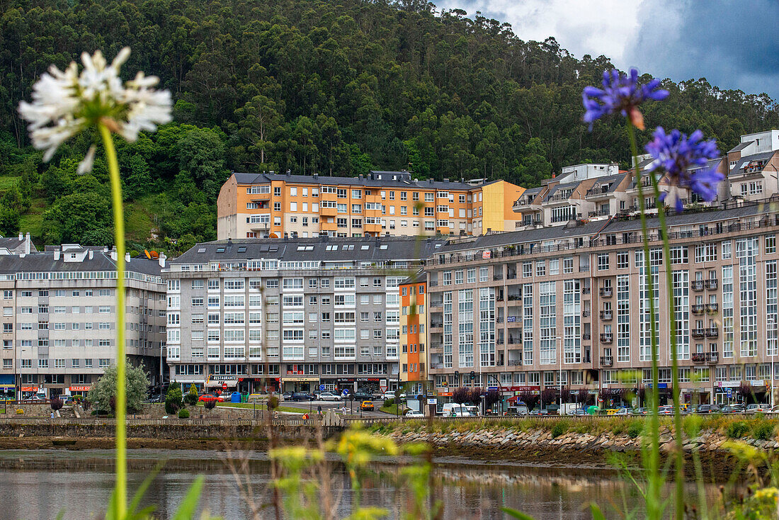 View of Viveiro village and Viveiro stuary and dwelling houses. Lugo, Galicia, Spain.