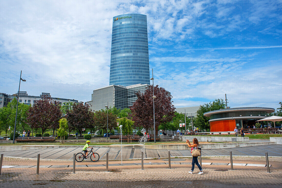 Landmark and modern high-rise building Iberdrola Tower in Bilbao