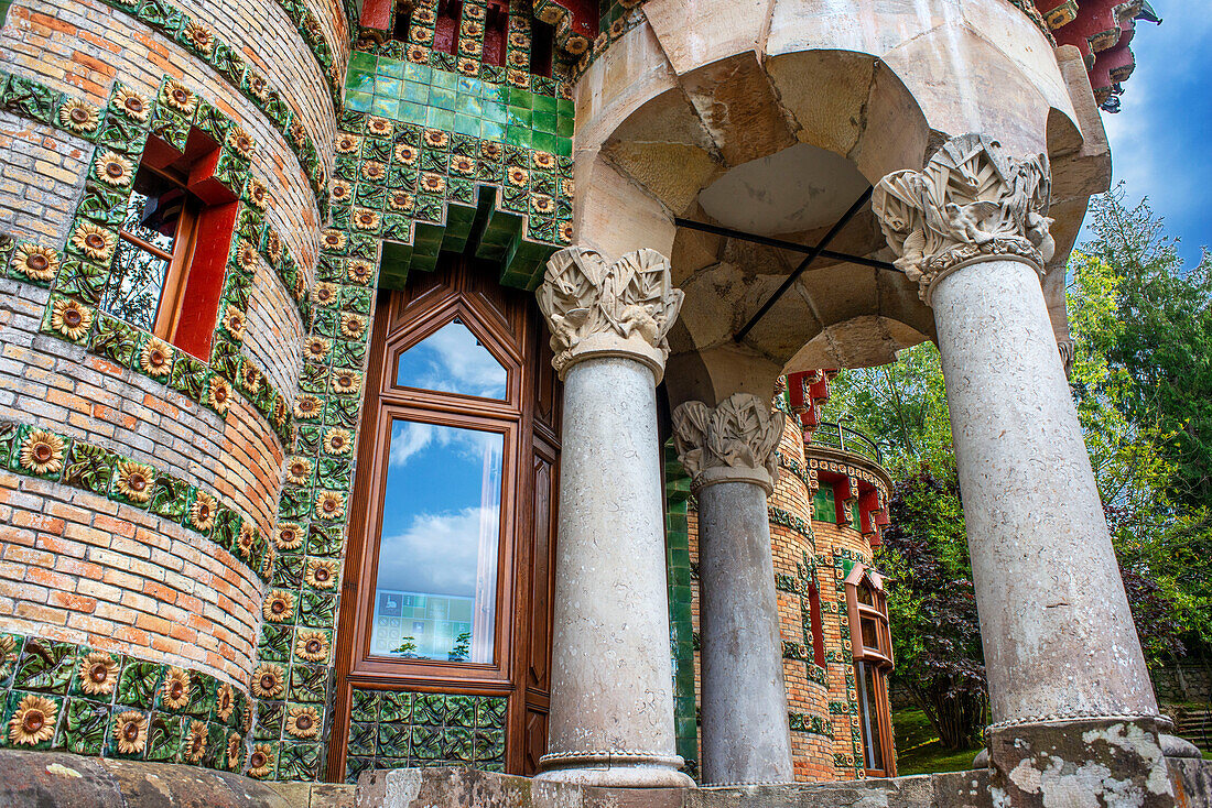 Tourist attraction El Capricho de Gaudi The Caprice Villa Quijano 1885, by architect Antonio Gaudi at Comillas in Cantabria, Northern Spain