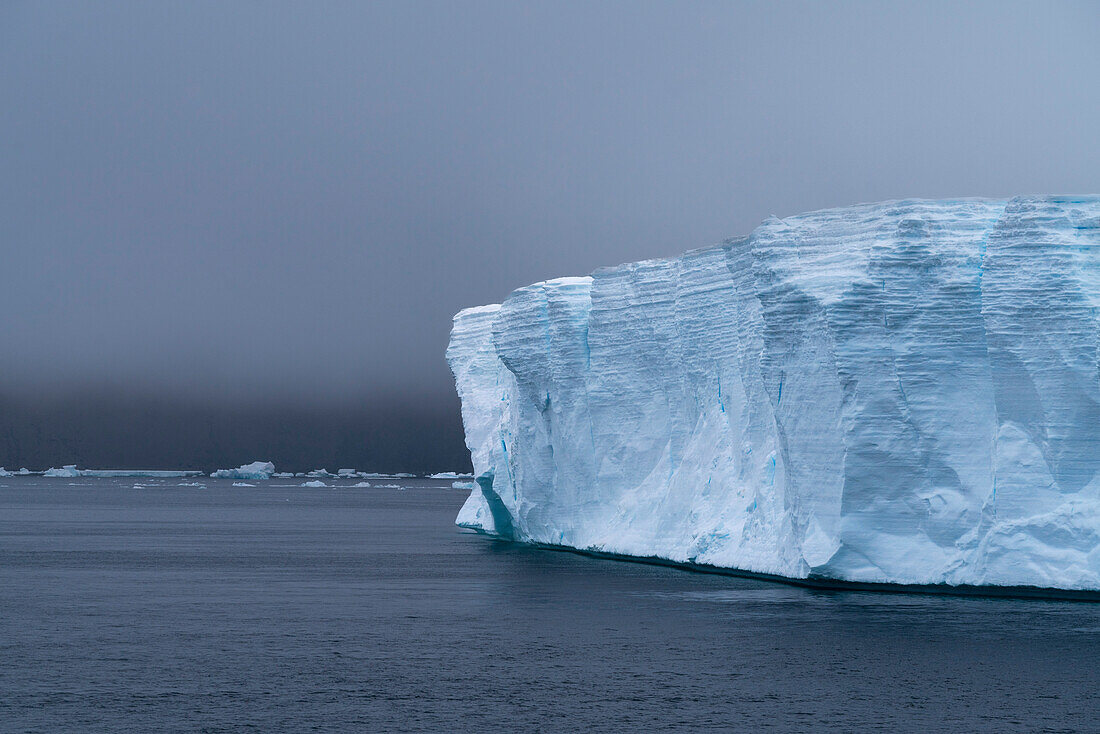 Ein tafelförmiger Eisberg driftet im Antarktischen Sund, Antarktis.