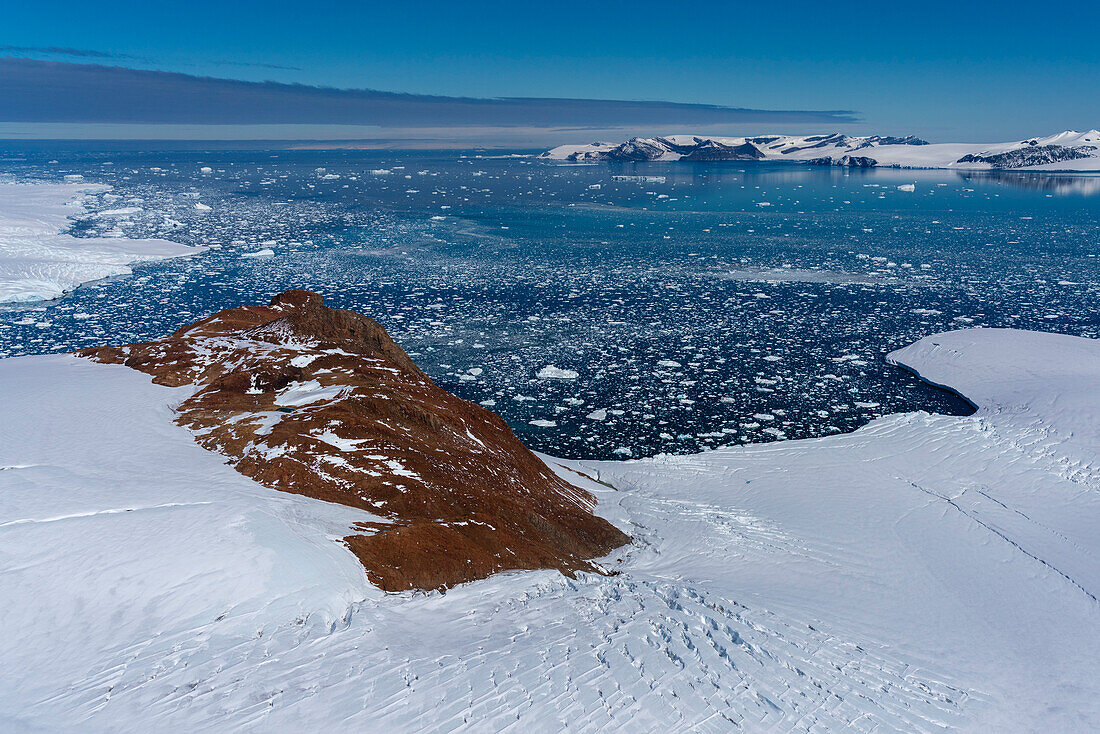Luftaufnahme des Larsen Inlet-Gletschers, Weddellmeer, Antarktis.