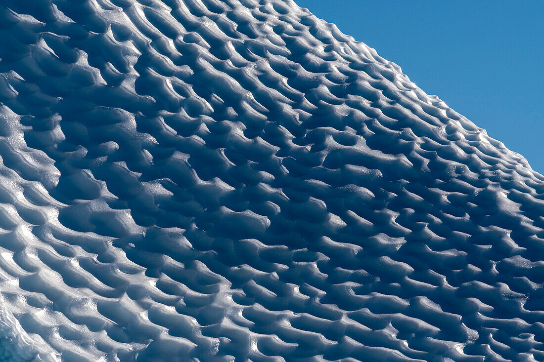 Detail of an iceberg shaped by wind and water, Larsen Inlet, Weddell Sea, Antarctica.
