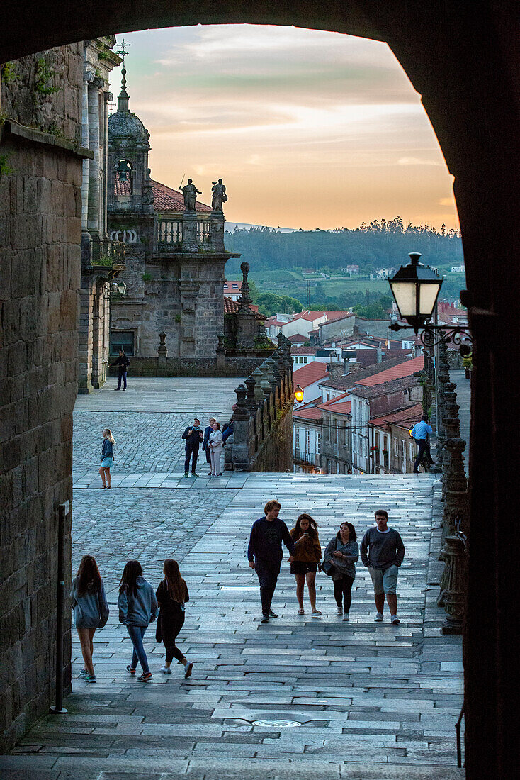 Praza do Obradoiro Platz in Santiago de Compostela, Galicien, Spanien, Europa